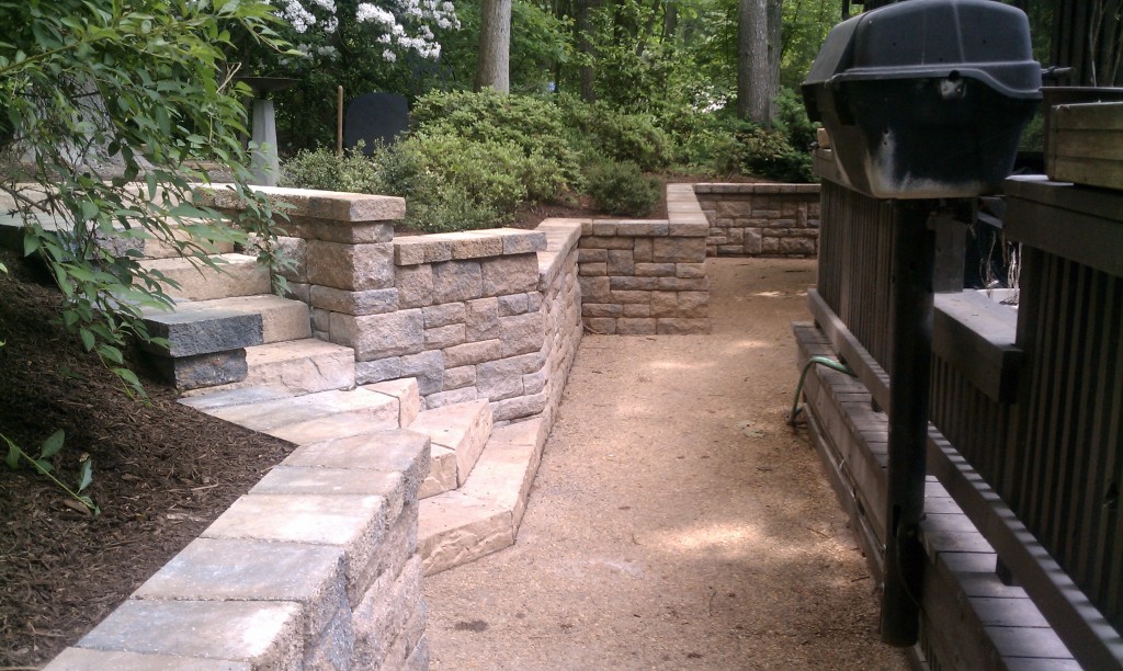 annandale retaining wall steps to woods
